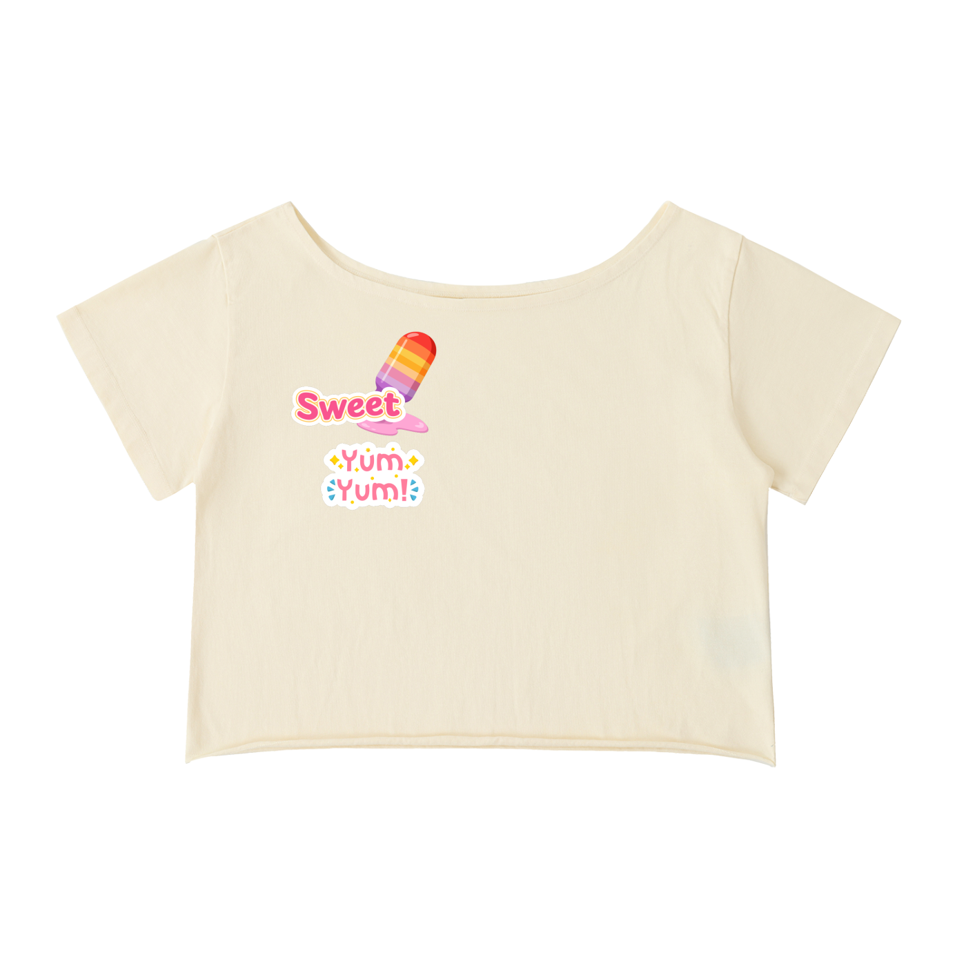 Ice Cream yum-yum off-Shoulder T-Shirt