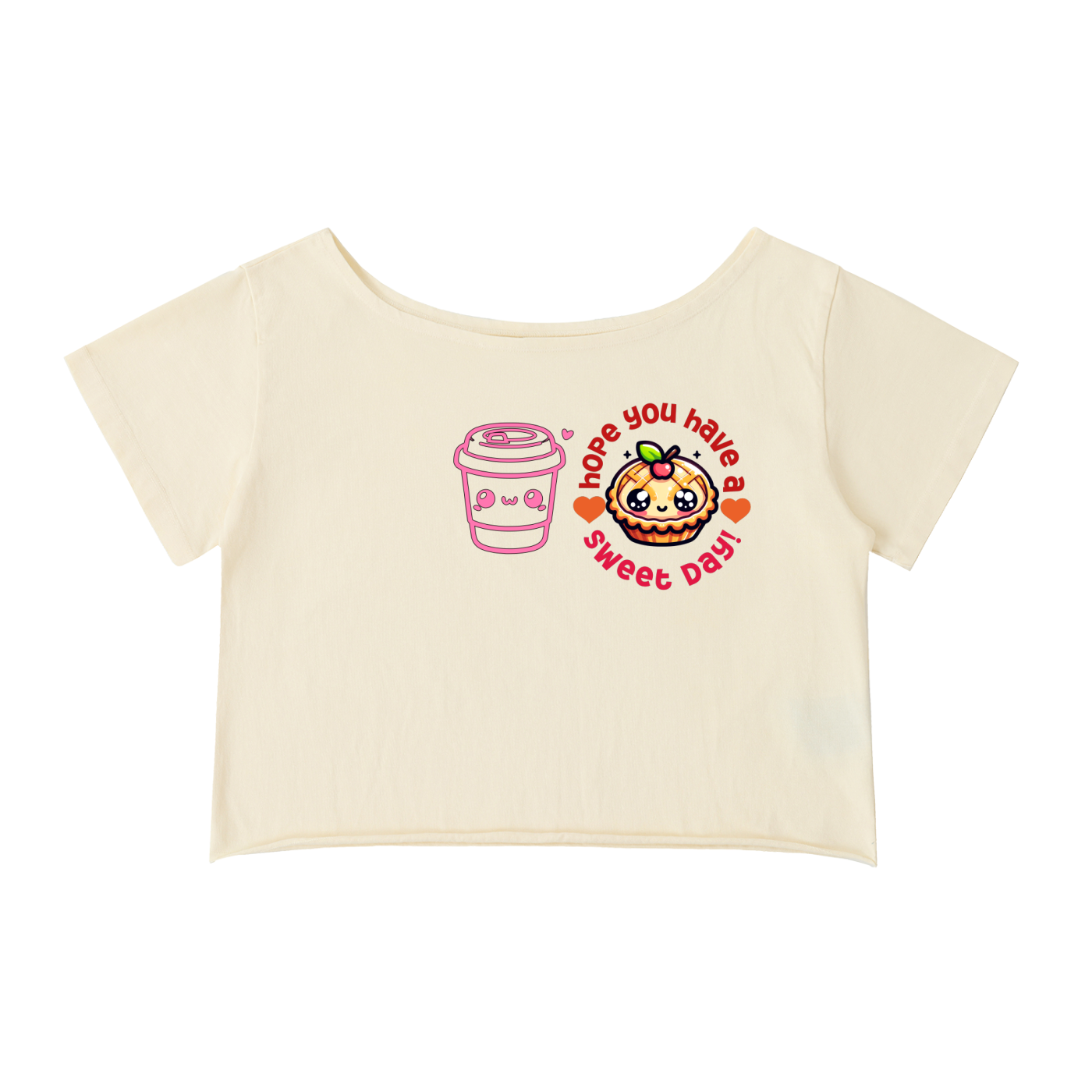 SWEET DAY CROP_ TEE Off-Shoulder