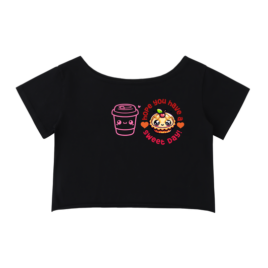 SWEET DAY CROP_ TEE Off-Shoulder