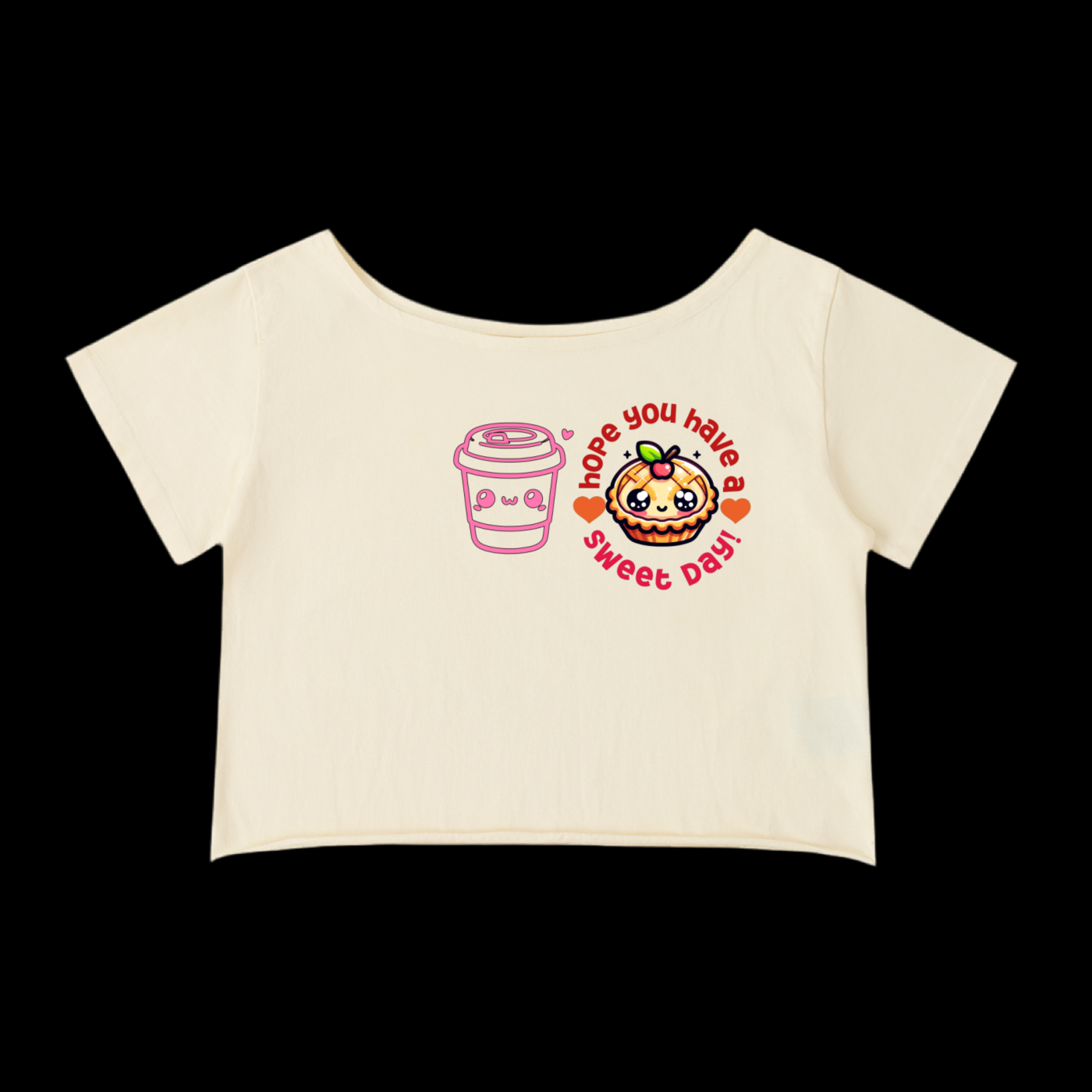 SWEET DAY CROP_ TEE Off-Shoulder